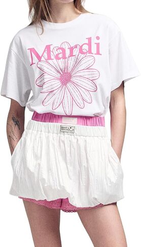Women's FLOWERMARDI Graphic T-Shirt, 100% Cotton, Short Sleeve, Soft Relaxed Fit in Saudi Arabia