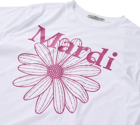 Women's FLOWERMARDI Graphic T-Shirt, 100% Cotton, Short Sleeve, Soft Relaxed Fit in Saudi Arabia