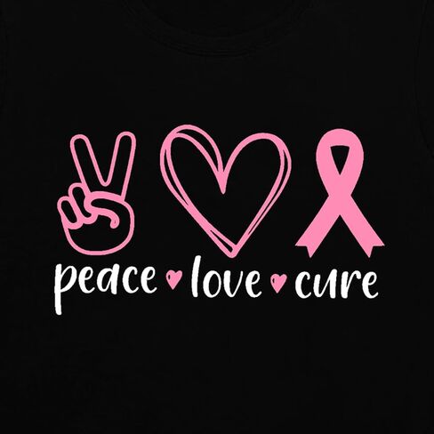 Breast Cancer Awareness Shirts for Women Pink Ribbon T-Shirt Peace Love Cure Pink Leopard Heart Tee Tops in Saudi Arabia