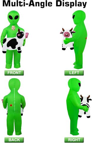 Halloween Inflatable Alien with Cow Costume Adult Fancy Blow Up Suit Full Body Outfit for Halloween Cosplay Party in Saudi Arabia