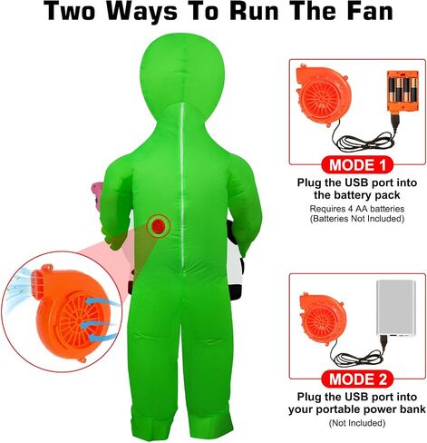 Halloween Inflatable Alien with Cow Costume Adult Fancy Blow Up Suit Full Body Outfit for Halloween Cosplay Party in Saudi Arabia