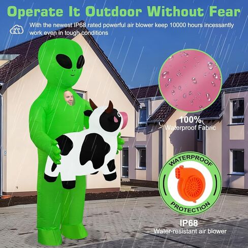 Halloween Inflatable Alien with Cow Costume Adult Fancy Blow Up Suit Full Body Outfit for Halloween Cosplay Party in Saudi Arabia