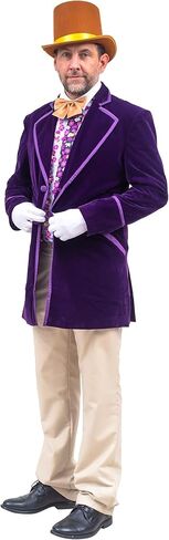 Chocolate Factory Owner Deluxe Complete Set - Jacket Shirt Gloves Vest Necktie Top Hat for Halloween and Cosplay in Saudi Arabia