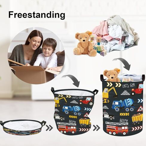 Clastyle City Car Baby Laundry Hamper Kid Storage Basket Boy Gift Toy Box Collapsible Clothes Organizer Nursery Bin for Bedroom,Fire Truck,40 * 30 * 30 cm in Saudi Arabia