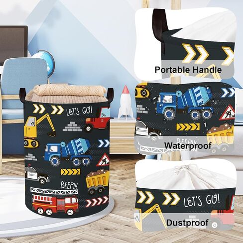 Clastyle City Car Baby Laundry Hamper Kid Storage Basket Boy Gift Toy Box Collapsible Clothes Organizer Nursery Bin for Bedroom,Fire Truck,40 * 30 * 30 cm in Saudi Arabia