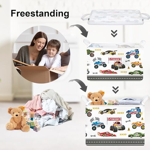 Clastyle 36L Blue City Car Building Storage Basket Dirty Clothes Laundry Hamper for Bedroom Bathroom Collapsible Kids Room Nursery Book Toy Storage Box in Kuwait