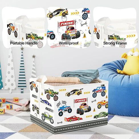 Clastyle 36L Blue City Car Building Storage Basket Dirty Clothes Laundry Hamper for Bedroom Bathroom Collapsible Kids Room Nursery Book Toy Storage Box in Kuwait