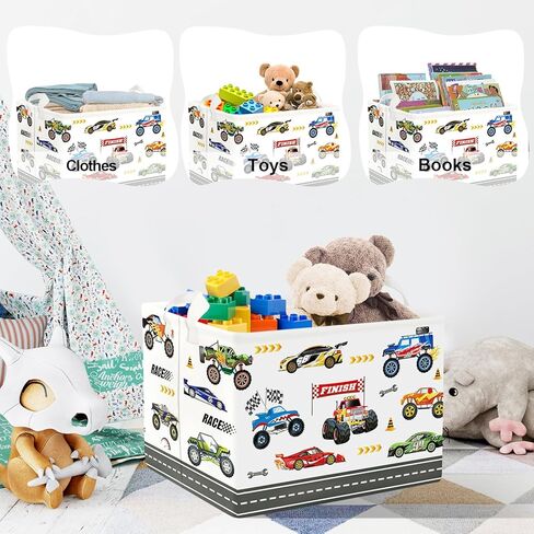 Clastyle 36L Blue City Car Building Storage Basket Dirty Clothes Laundry Hamper for Bedroom Bathroom Collapsible Kids Room Nursery Book Toy Storage Box in Kuwait