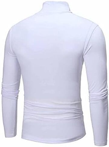 Men's Turtleneck Top Slim Fit Solid Base Sweater Casual Long Sleeve Underwear Tops Male Cozy Breathable Blouse T-Shirt Black in Saudi Arabia