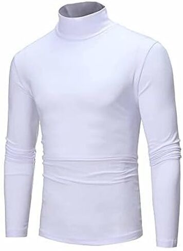 Men's Turtleneck Top Slim Fit Solid Base Sweater Casual Long Sleeve Underwear Tops Male Cozy Breathable Blouse T-Shirt Black in Saudi Arabia