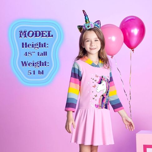 VIKITA Toddler Girls Dresses Winter Hoodie Clothes Colorful Sequins Long Sleeve Cotton Sweatshirt for Little Kids 3-8 Years in Kuwait