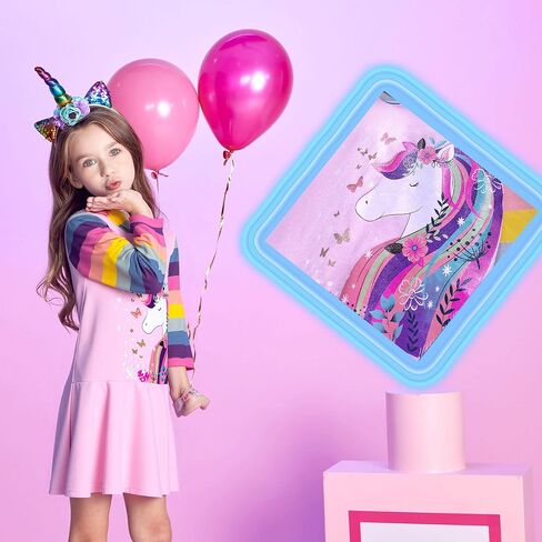 VIKITA Toddler Girls Dresses Winter Hoodie Clothes Colorful Sequins Long Sleeve Cotton Sweatshirt for Little Kids 3-8 Years in Kuwait