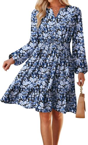 GRACE KARIN Fall Dresses for Women 2025,Casual Long Sleeve Mini Dress, Floral Wedding Guest Dress with Pockets in Saudi Arabia