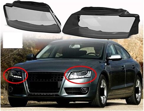 متوافق مع أودي A5 S5 RS5 2008-2012 العلوي كشافات غطاء للعدسات سيارة شفافة عاكس الضوء واضح كشافات قذيفة (1 زوج) in Saudi Arabia