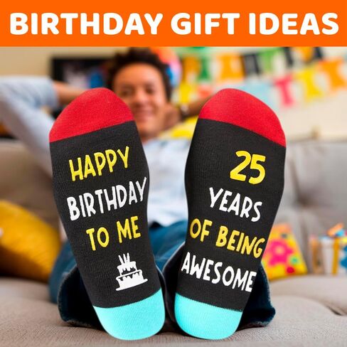 Zmart 25th Birthday Gifts Ideas for Men - Socks for 25 Year Olds, 25th Birthday Socks, Best Gifts for 25 Year Old Man Woman in Saudi Arabia