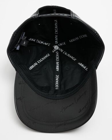 Armani Exchange Women's Faux Leather Baseball Hat Nero, One Size in Saudi Arabia