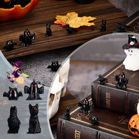 Wesiti 20 قطعة Helloween تمثال صغير ديكور الراتنج القط الأسود شبح الخفافيش والتماثيل الغراب الرعب القوطية في الهواء الطلق ديكور المنزل الحديقة مصغرة علامة مميزة حفلة صالح (كلاسيكي) in Kuwait