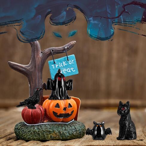 Wesiti 20 قطعة Helloween تمثال صغير ديكور الراتنج القط الأسود شبح الخفافيش والتماثيل الغراب الرعب القوطية في الهواء الطلق ديكور المنزل الحديقة مصغرة علامة مميزة حفلة صالح (كلاسيكي) in Kuwait