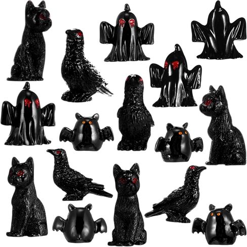 Wesiti 20 قطعة Helloween تمثال صغير ديكور الراتنج القط الأسود شبح الخفافيش والتماثيل الغراب الرعب القوطية في الهواء الطلق ديكور المنزل الحديقة مصغرة علامة مميزة حفلة صالح (كلاسيكي) in Kuwait