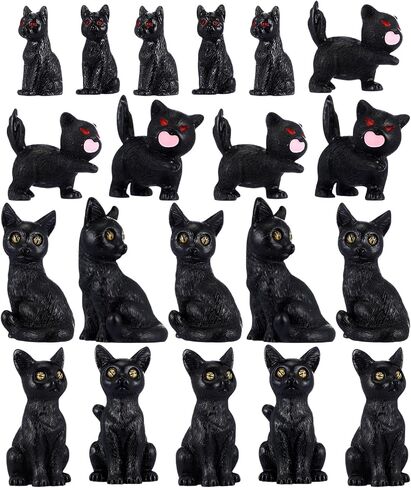 Wesiti 20 Pcs Helloween Mini Statue Decor Resin Black Cat Ghost Bat and Raven Figurines Horror Gothic Outdoor Home Lawn Decor Miniature Tombstone Scene Party Favor(Classic) in Kuwait