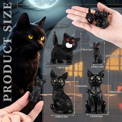 Wesiti 20 Pcs Helloween Mini Statue Decor Resin Black Cat Ghost Bat and Raven Figurines Horror Gothic Outdoor Home Lawn Decor Miniature Tombstone Scene Party Favor(Classic) in Kuwait