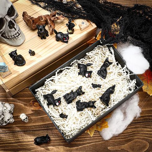 Wesiti 20 Pcs Helloween Mini Statue Decor Resin Black Cat Ghost Bat and Raven Figurines Horror Gothic Outdoor Home Lawn Decor Miniature Tombstone Scene Party Favor(Classic) in Kuwait