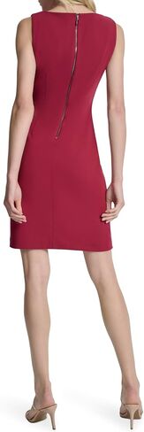 DKNY Women's Sleeveless V-Neck Ruched D Buckle Hardware Faux Wrap Dress in Saudi Arabia