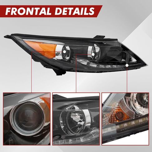 Headlight Assembly Compatible with 2013 2014 2015 2016 KIA Sportage Halogen Headlamp with LED DRL Transparent Lens Replacement Driver and Passenger Side in Saudi Arabia
