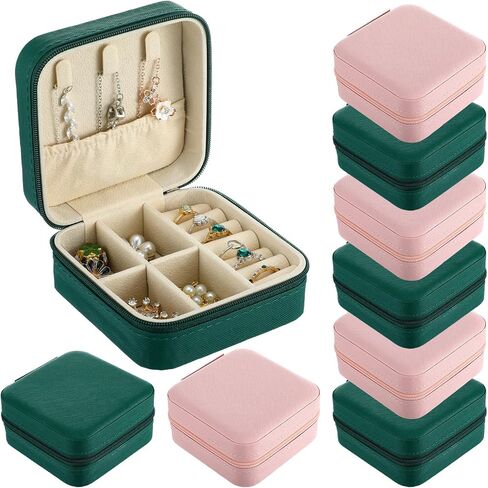8 Pack Witch Party Favors Pink and Green Jewelry Cases Witch Theme Party Leather Portable Earring Storage Box Small Jewelry Travel Organizer for Princess Women Mom Bride Gifts in Saudi Arabia
