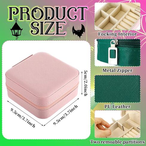 8 Pack Witch Party Favors Pink and Green Jewelry Cases Witch Theme Party Leather Portable Earring Storage Box Small Jewelry Travel Organizer for Princess Women Mom Bride Gifts in Saudi Arabia