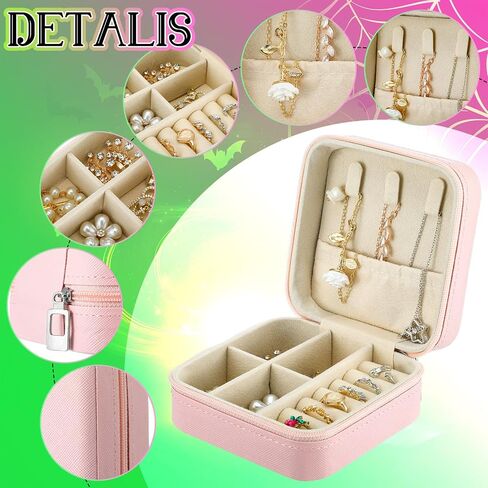 8 Pack Witch Party Favors Pink and Green Jewelry Cases Witch Theme Party Leather Portable Earring Storage Box Small Jewelry Travel Organizer for Princess Women Mom Bride Gifts in Saudi Arabia