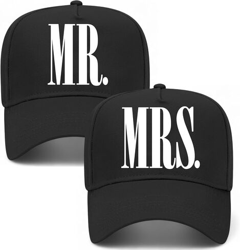 Mr. & Mrs. Vintage Trucker Hats (2 Pack) | Bride Groom Wedding Marriage | Premium Snapback Baseball Hat for Men & Women in Saudi Arabia