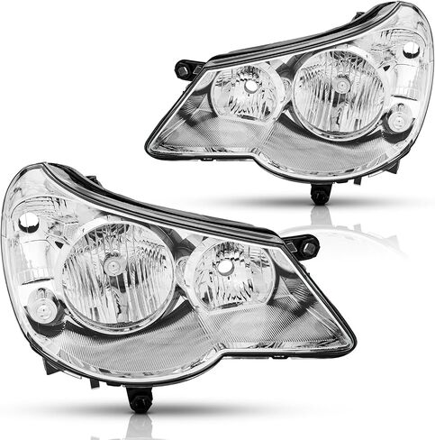 Headlights Assembly Pair for 2007 2008 2009 2010 Chrysler Sebring Headlamps Replacement Driver and Passenger Side (LH RH),Chrome Housing Clear Reflector in Saudi Arabia