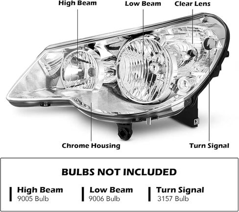 Headlights Assembly Pair for 2007 2008 2009 2010 Chrysler Sebring Headlamps Replacement Driver and Passenger Side (LH RH),Chrome Housing Clear Reflector in Saudi Arabia