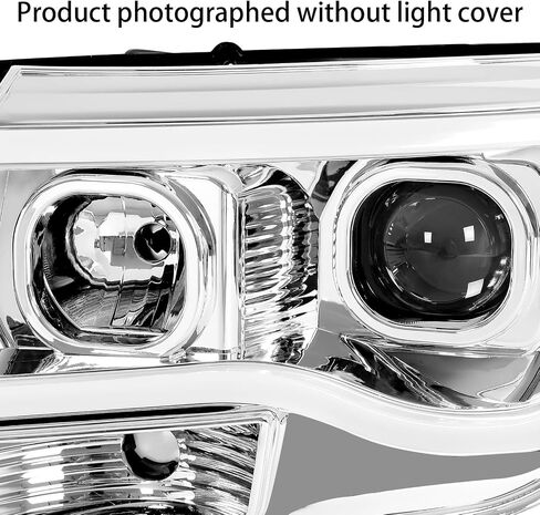 مجموعة المصابيح الأمامية لجهاز العرض HECASA متوافقة مع 2005-2011 Toyota Tacoma U-Type LED Tube Bar DRL المصابيح الأمامية للسائق والركاب من جانب الركاب عدسة شفافة غطاء كروم in Saudi Arabia