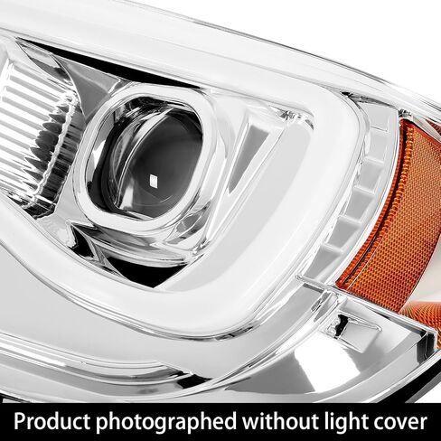 مجموعة المصابيح الأمامية لجهاز العرض HECASA متوافقة مع 2005-2011 Toyota Tacoma U-Type LED Tube Bar DRL المصابيح الأمامية للسائق والركاب من جانب الركاب عدسة شفافة غطاء كروم in Saudi Arabia