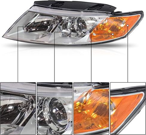 2PCS Front Halogen Headlights Chrome Bezel Left And Right Side Headlamps Compatible With 2009 2010 Kia Optima Magentis LX EX SX 921012G530 921022G530 in Saudi Arabia