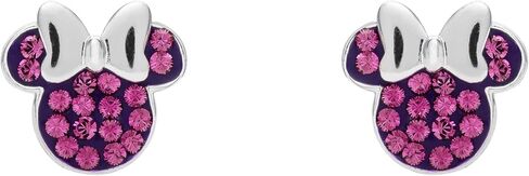 Disney Minnie Mouse Jewelry, Sterling Silver Pave Birthstone Crystal Stud Earrings in Saudi Arabia