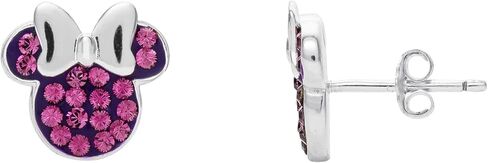 Disney Minnie Mouse Jewelry, Sterling Silver Pave Birthstone Crystal Stud Earrings in Saudi Arabia
