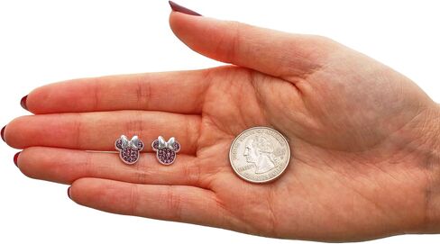Disney Minnie Mouse Jewelry, Sterling Silver Pave Birthstone Crystal Stud Earrings in Saudi Arabia