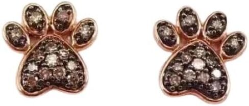 2.00 Carat Round Shape Simulated Brown Diamond Dog Paw Stud Earring in 14K Rose Gold Plated 925 Silver in Saudi Arabia