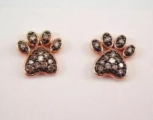 2.00 Carat Round Shape Simulated Brown Diamond Dog Paw Stud Earring in 14K Rose Gold Plated 925 Silver in Saudi Arabia
