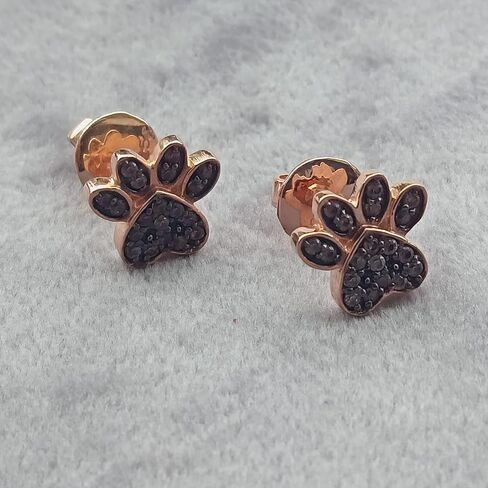 2.00 Carat Round Shape Simulated Brown Diamond Dog Paw Stud Earring in 14K Rose Gold Plated 925 Silver in Saudi Arabia
