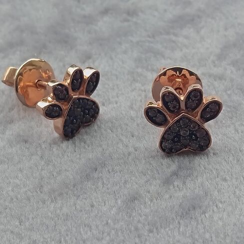 2.00 Carat Round Shape Simulated Brown Diamond Dog Paw Stud Earring in 14K Rose Gold Plated 925 Silver in Saudi Arabia