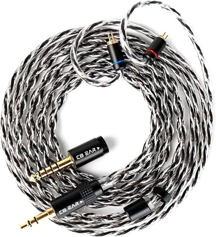 KBEAR FanMusic 2Pin IEM Cable, 6N OFC Silver-Plated Earphone Upgraded Cords Headphone Extension Wire, in Ear Monitors Cable for Audiophile Musician, 3.5mm Gold-Plated Plug (Silver Pink, 2PIN 3.5MM) in Kuwait