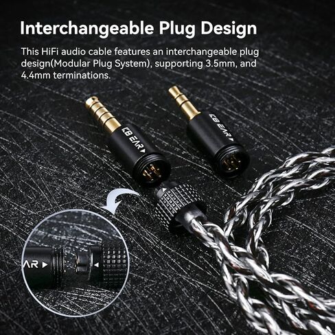 KBEAR FanMusic 2Pin IEM Cable, 6N OFC Silver-Plated Earphone Upgraded Cords Headphone Extension Wire, in Ear Monitors Cable for Audiophile Musician, 3.5mm Gold-Plated Plug (Silver Pink, 2PIN 3.5MM) in Kuwait