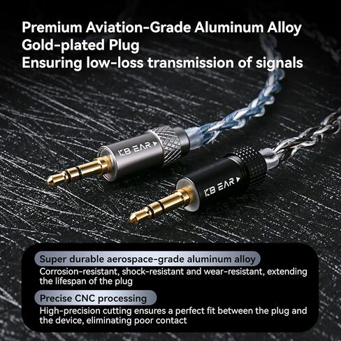 KBEAR FanMusic 2Pin IEM Cable, 6N OFC Silver-Plated Earphone Upgraded Cords Headphone Extension Wire, in Ear Monitors Cable for Audiophile Musician, 3.5mm Gold-Plated Plug (Silver Pink, 2PIN 3.5MM) in Kuwait
