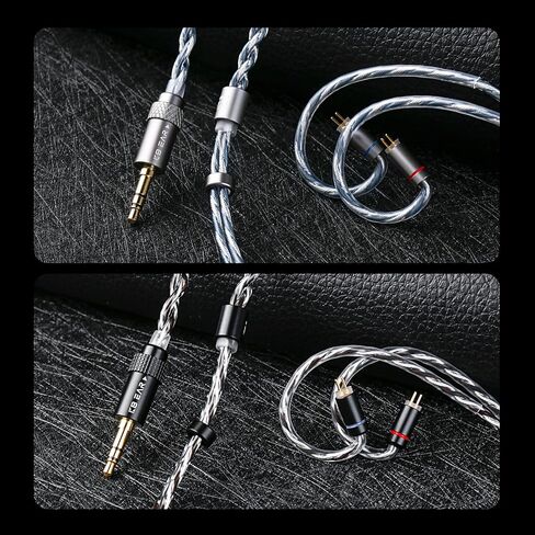 KBEAR FanMusic 2Pin IEM Cable, 6N OFC Silver-Plated Earphone Upgraded Cords Headphone Extension Wire, in Ear Monitors Cable for Audiophile Musician, 3.5mm Gold-Plated Plug (Silver Pink, 2PIN 3.5MM) in Kuwait