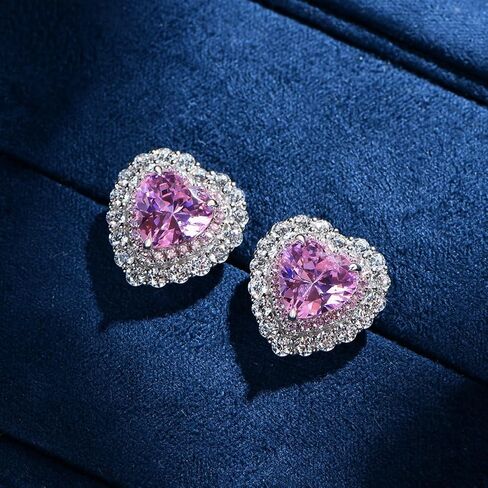 14k Gold Frosted Heart-Shaped Moissanite Stud Earrings for Women, 8x8mm Gemstone Inlay, Beautiful Mother's Day Gift for Mom in Saudi Arabia