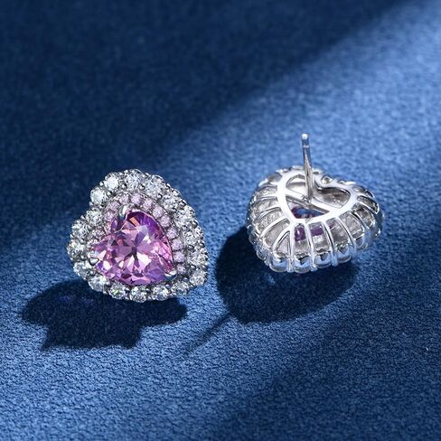 14k Gold Frosted Heart-Shaped Moissanite Stud Earrings for Women, 8x8mm Gemstone Inlay, Beautiful Mother's Day Gift for Mom in Saudi Arabia